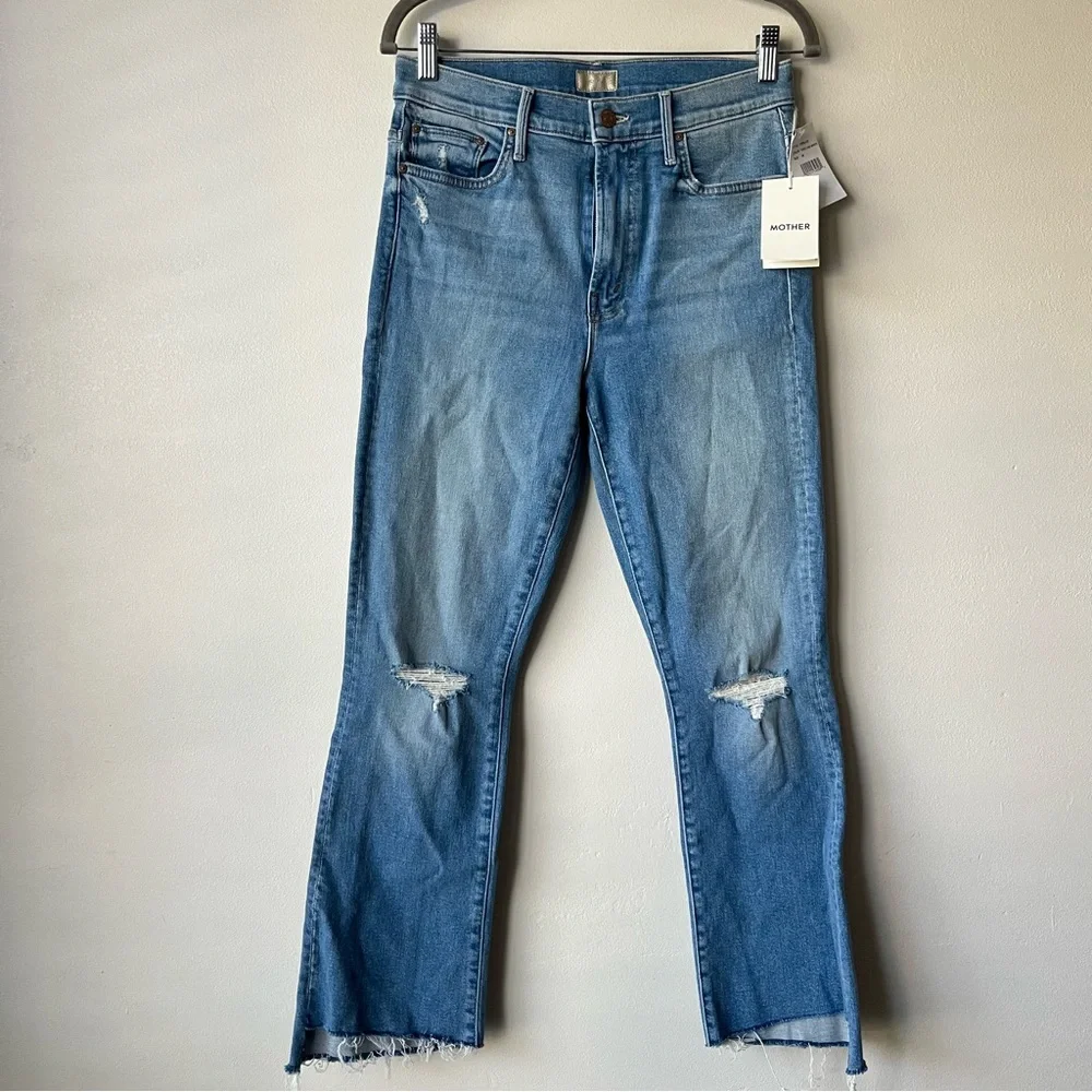 NWT MOTHER Denim The Insider Crop Step Fray Jeans Thrilling Shots_2
